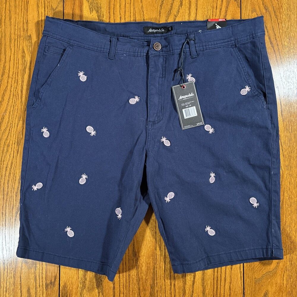 Aeropostale Classic Shorts (Men’s 40) • NEW• Embroidered Pineapple Blue Crest